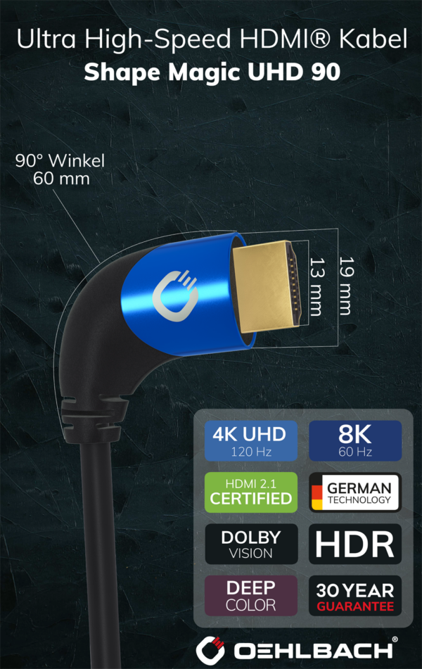 Oehlbach Shape Magic UHD 90 HDMI kaabel