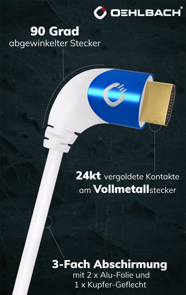 Oehlbach Shape Magic UHD 90 HDMI kaabel valge